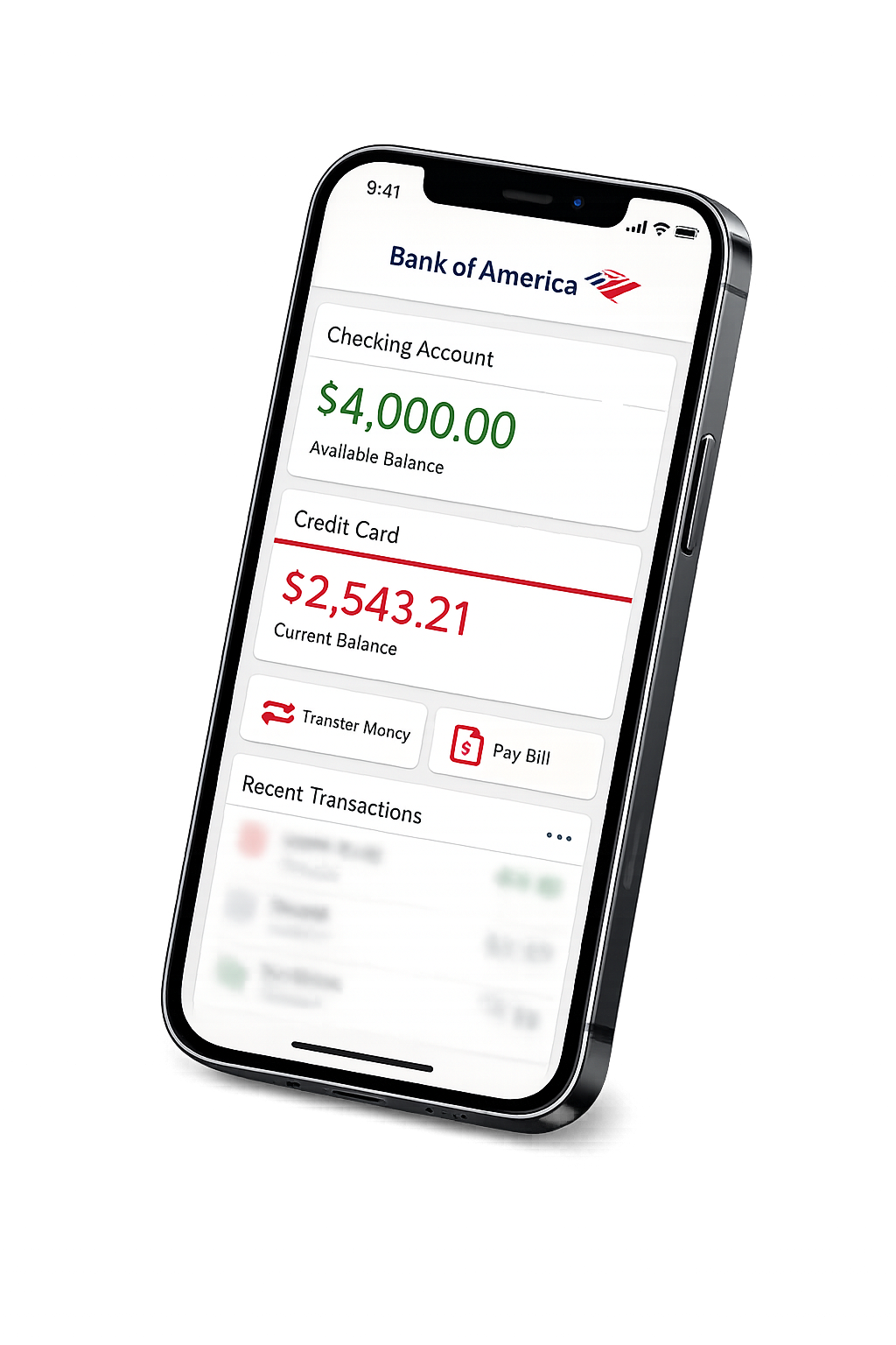 Bank of America mobile banking app